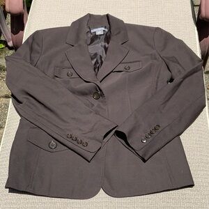 Ann Taylor Brown Blazer with Notched Lapels and Tailored Cut